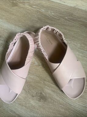 Cole Haan Pale Pink Leather Ruched Slingback Sandals